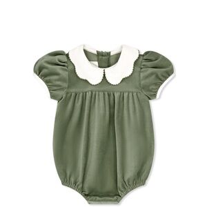 Green Baby Romper with White Collar